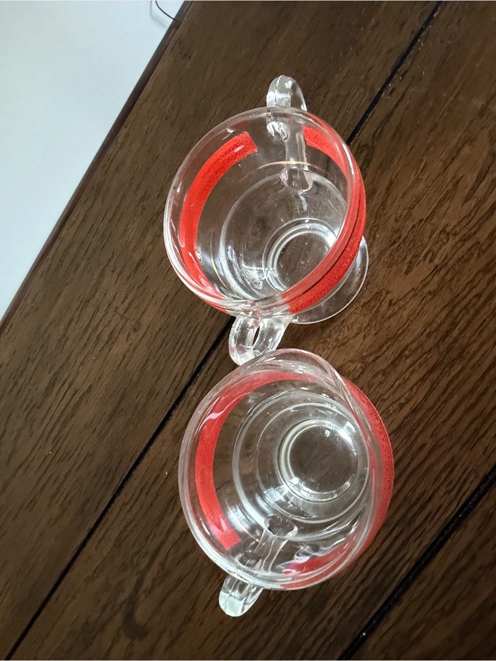 Kent Glass Sugar Bowl & Creamer Set w/ Textured Red Stripe & Gold Band 1950s - Picture 6 of 14